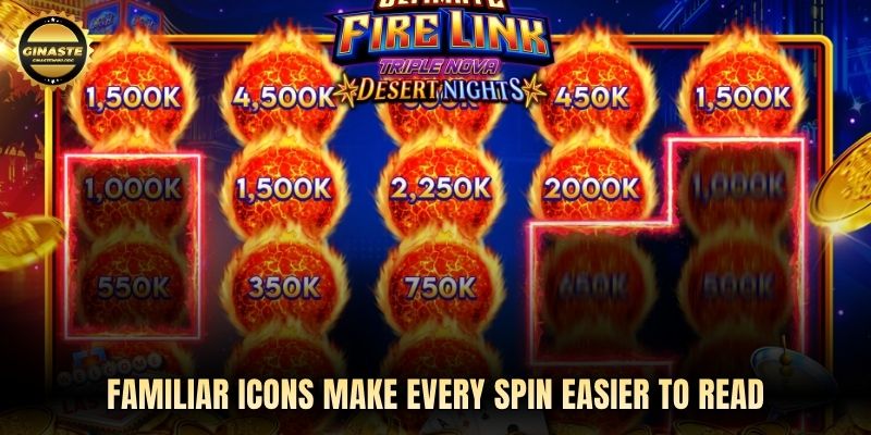 Familiar icons make every spin easier to read