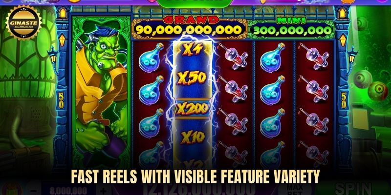 Fast reels with visible feature variety